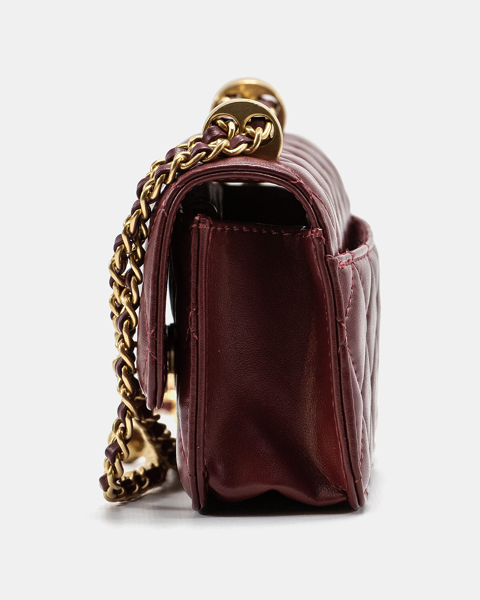 Chanel Small Perfect Fit Bag in Burgundy Lambskin - 7