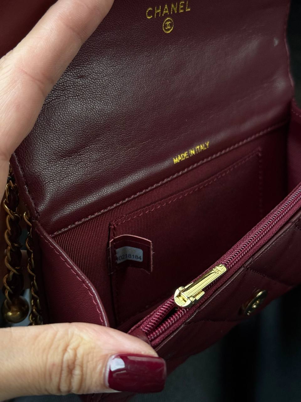 Chanel Trendy CC Wallet On Chain Lambskin Burgundy/Gold - 15