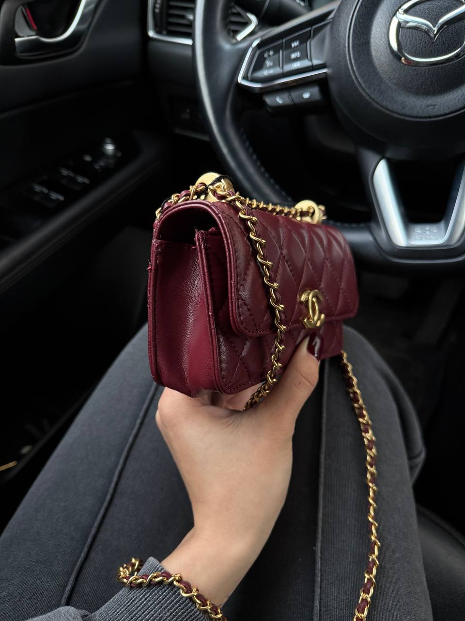 Chanel Trendy CC Wallet On Chain Lambskin Burgundy/Gold - 9