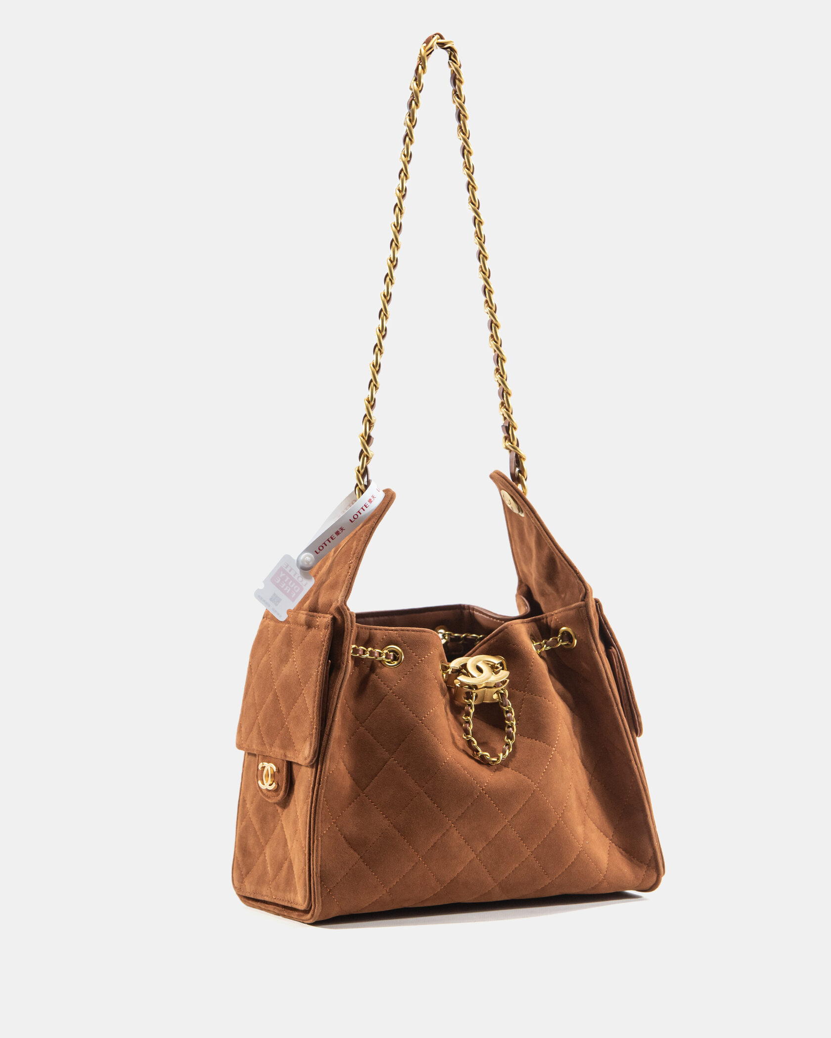 Chanel Vintage CC Logo Quilted Suede Flap Shoulder Bag Brown - 5