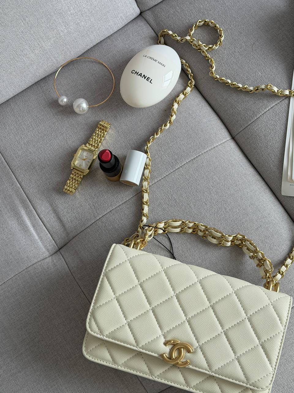 Chanel Wallet on Chain White/Gold - 6