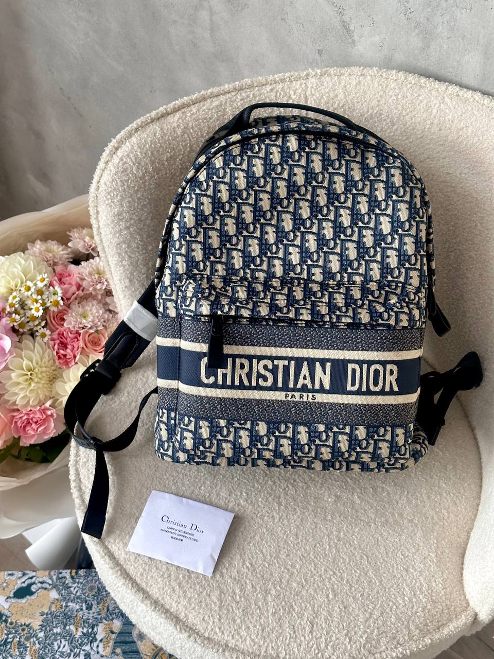 Christian Dio rTravel Backpack in Dior Oblique Jacquard Blue - 3