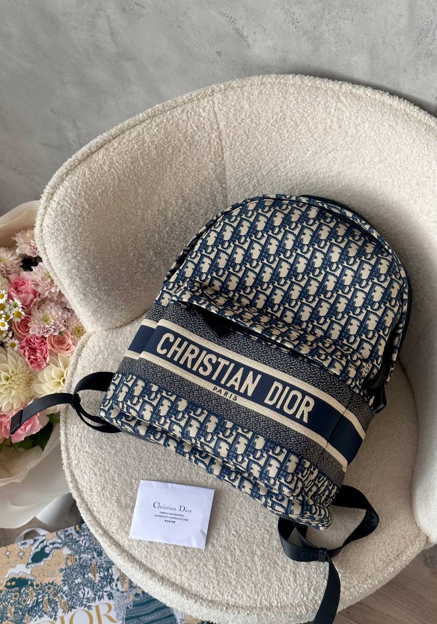 Christian Dio rTravel Backpack in Dior Oblique Jacquard Blue - 5