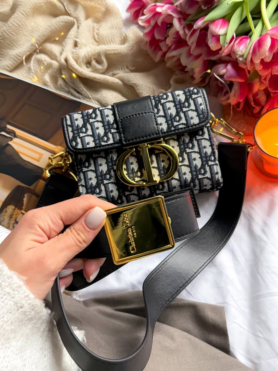 Christian Dior 30 Montaigne Bag Black/Gray - 11