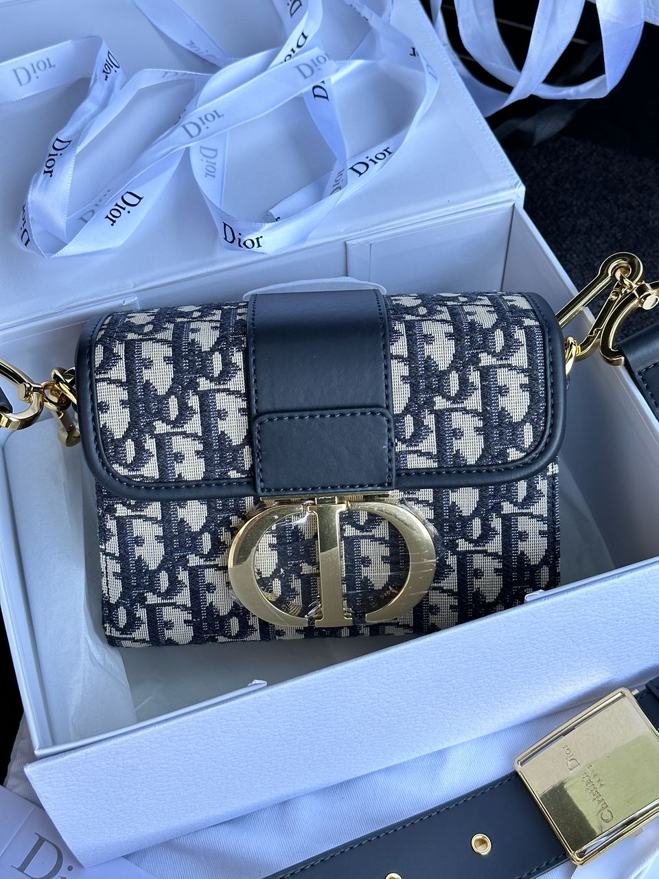 Christian Dior 30 Montaigne Bag Blue/Beige - 3