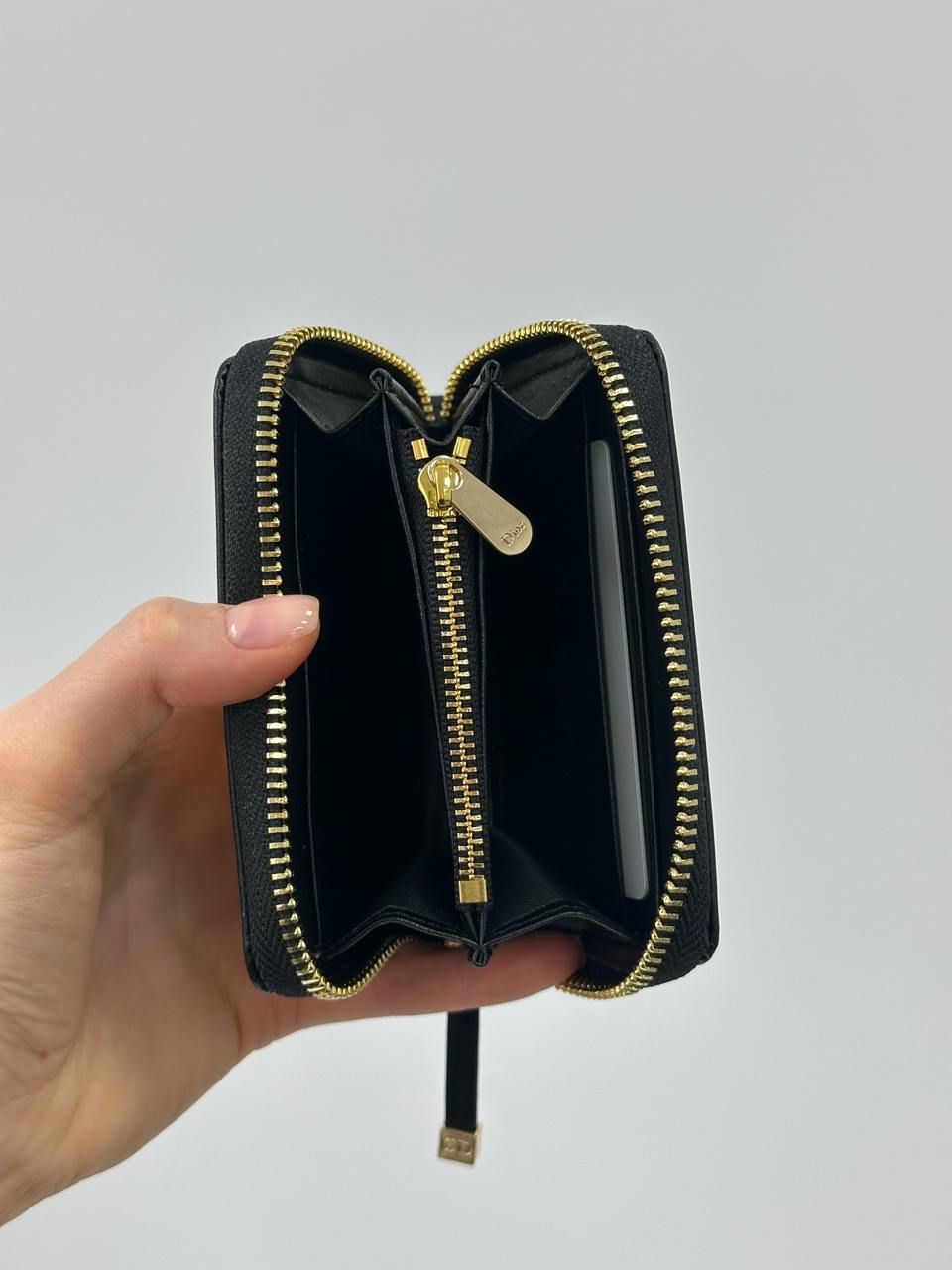 Christian Dior 30 Montaigne Dahlia Zipped Coin Purse in Black - 11