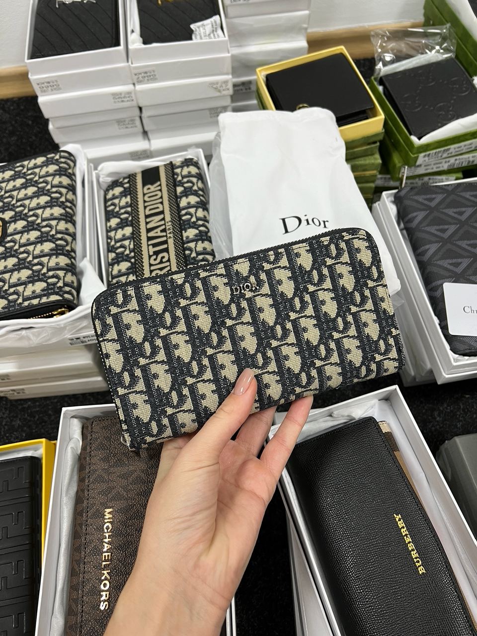 Christian Dior 30 Montaigne Wallet Blue Oblique Jacquard - 5