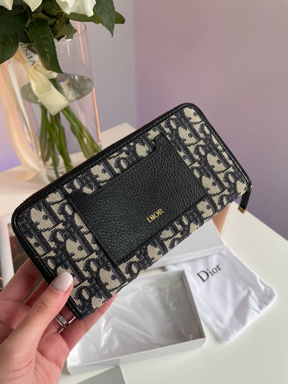 Christian Dior 30 Montaigne Wallet Blue Oblique Jacquard - 9