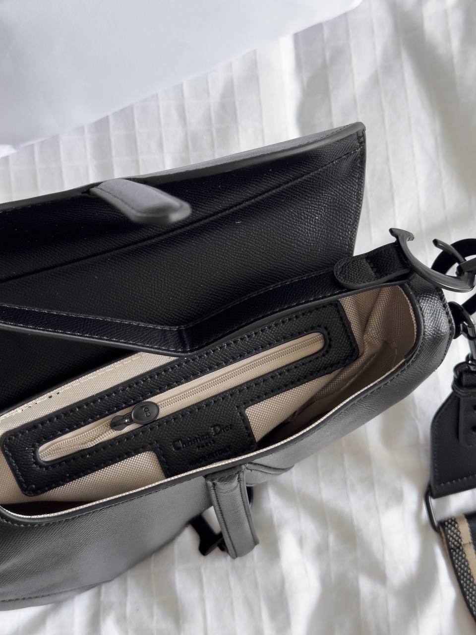 Christian Dior Black Leather Saddle Bag - 16