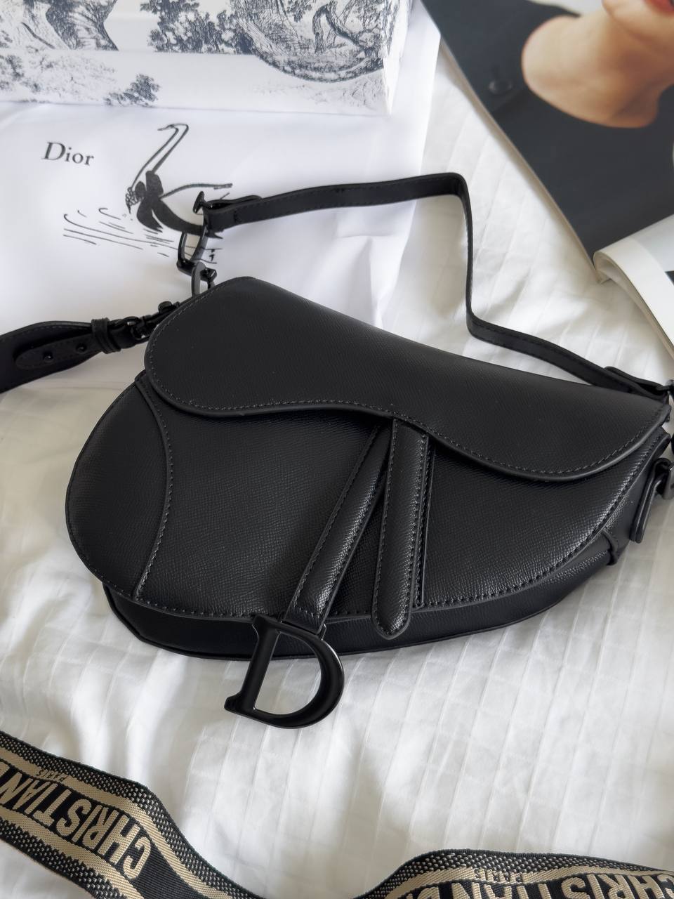 Christian Dior Black Leather Saddle Bag - 5