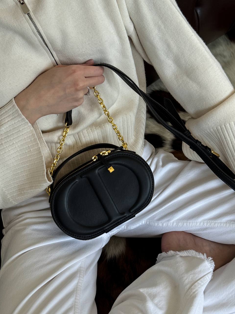 Christian Dior CD Signature Oval Camera Bag in Black - 4