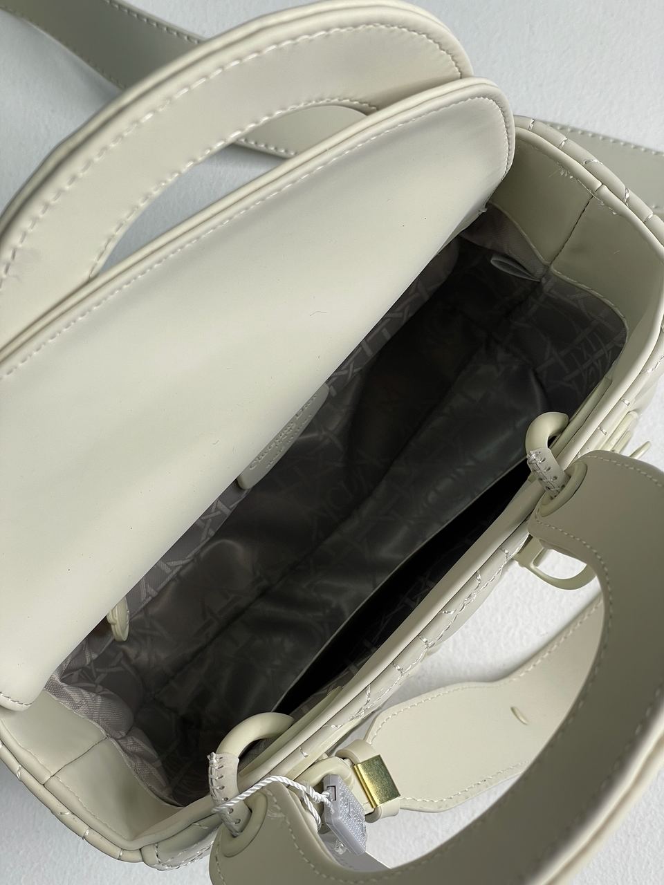 Christian Dior Latte Ultramatte Cannage Calfskin Mini Lady Dior Beige - 15