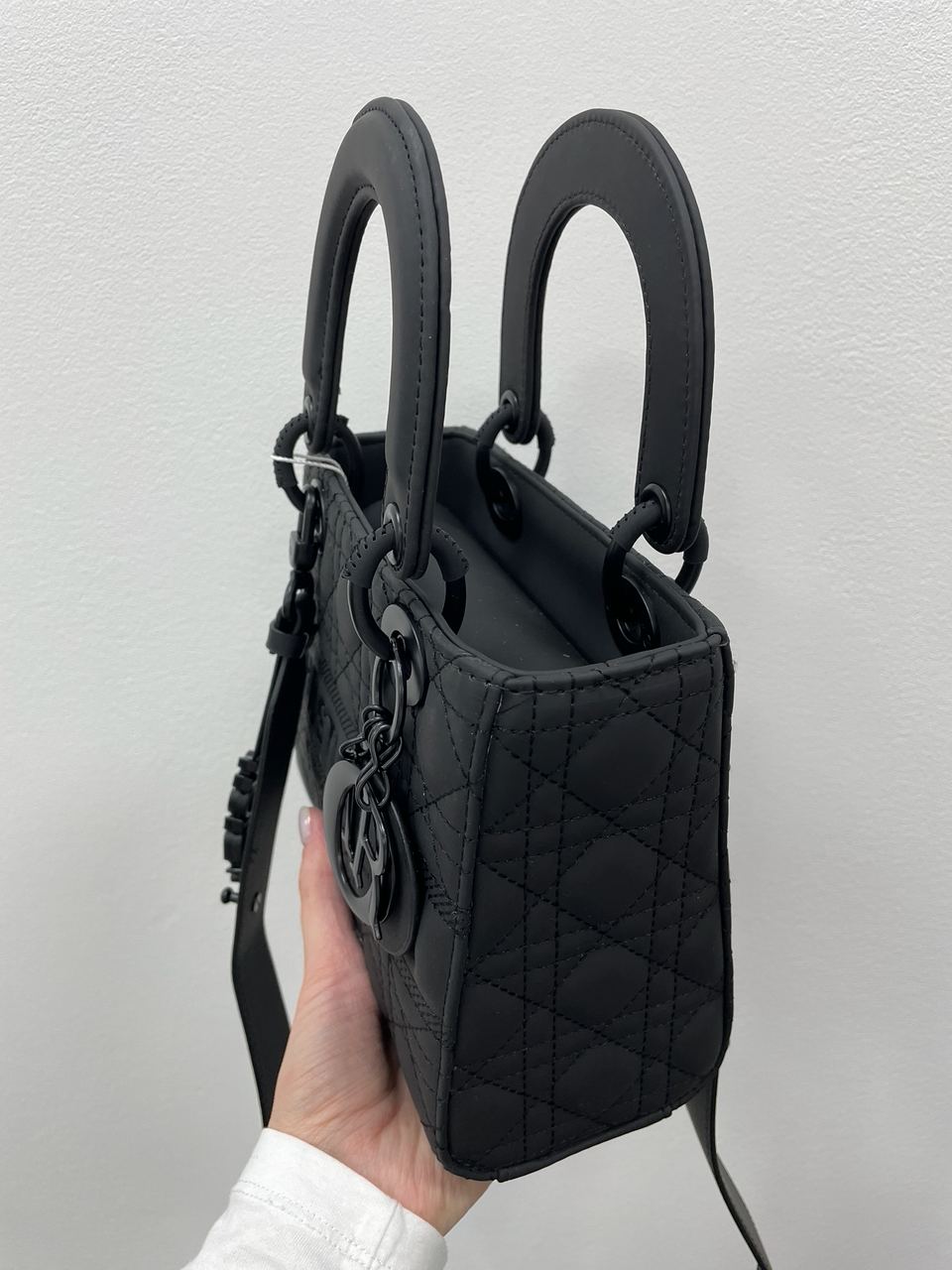 Christian Dior Latte Ultramatte Cannage Calfskin Mini Lady Dior Black - 10