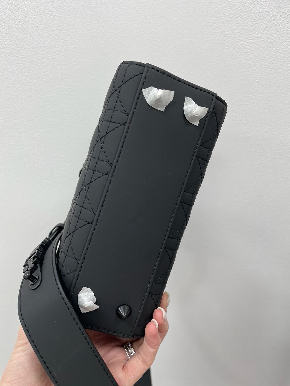 Christian Dior Latte Ultramatte Cannage Calfskin Mini Lady Dior Black - 15