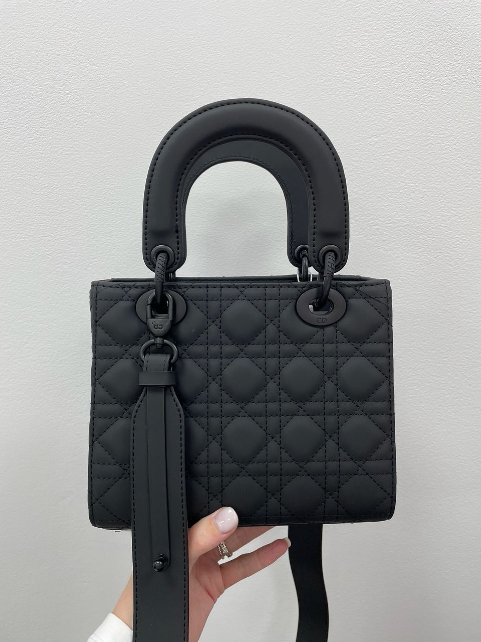 Christian Dior Latte Ultramatte Cannage Calfskin Mini Lady Dior Black - 9