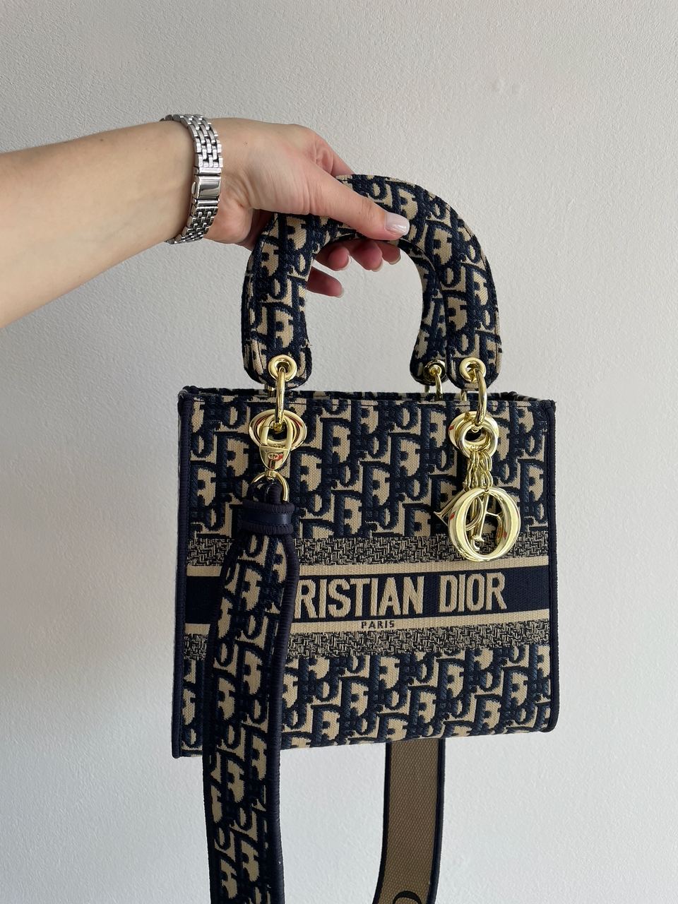 Christian Dior Medium Lady D-Lite Bag Blue/Beige - 10