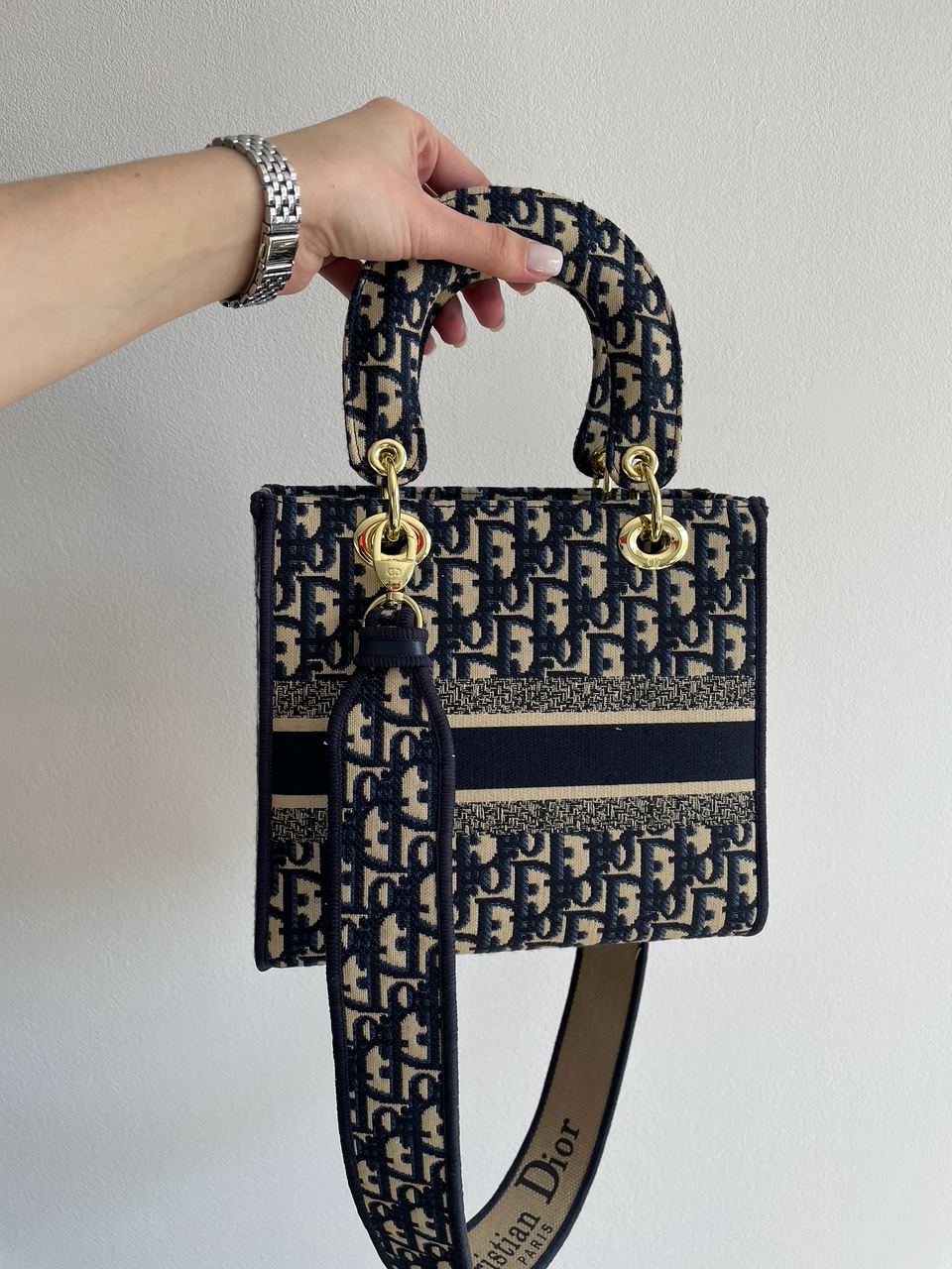 Christian Dior Medium Lady D-Lite Bag Blue/Beige - 16