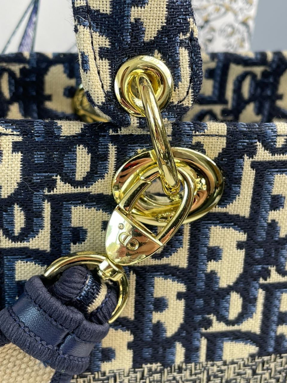 Christian Dior Medium Lady D-Lite Bag Blue/Beige - 18