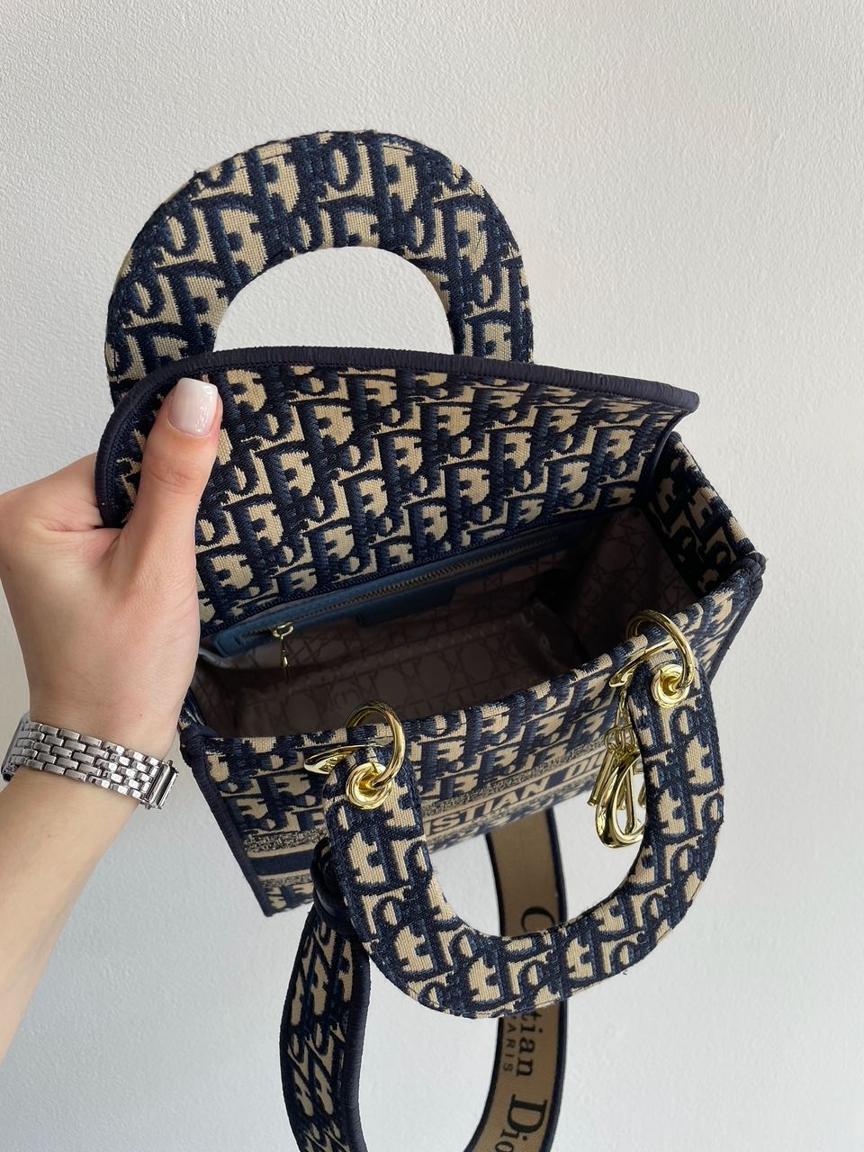 Christian Dior Medium Lady D-Lite Bag Blue/Beige - 23