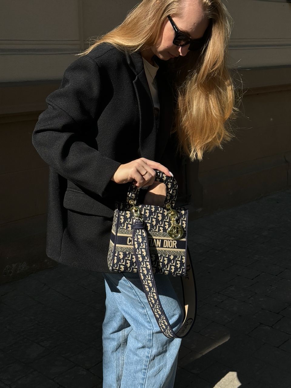 Christian Dior Medium Lady D-Lite Bag Blue/Beige - 8