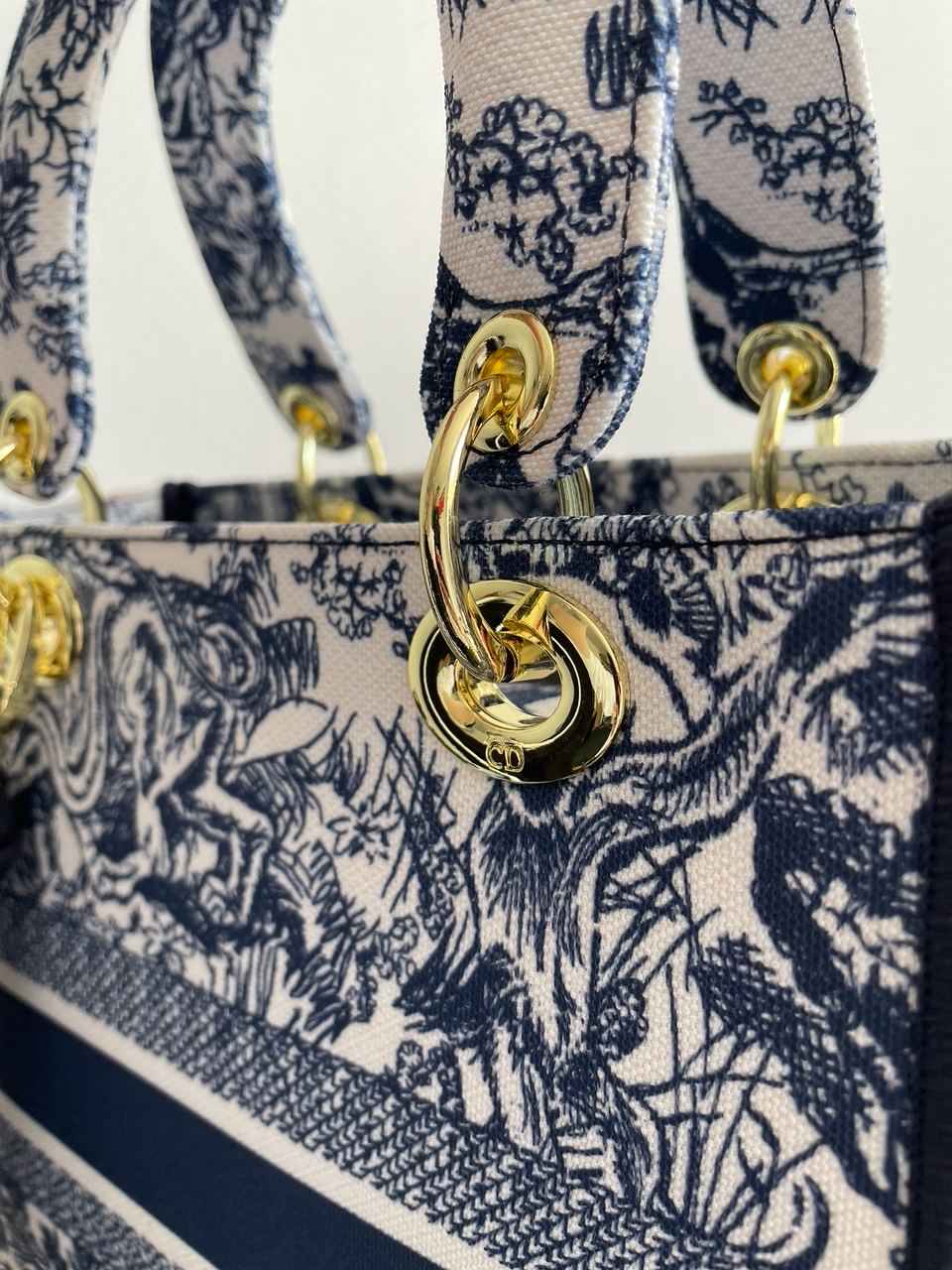 Christian Dior Medium Lady D-Lite Bag Blue/White - 12