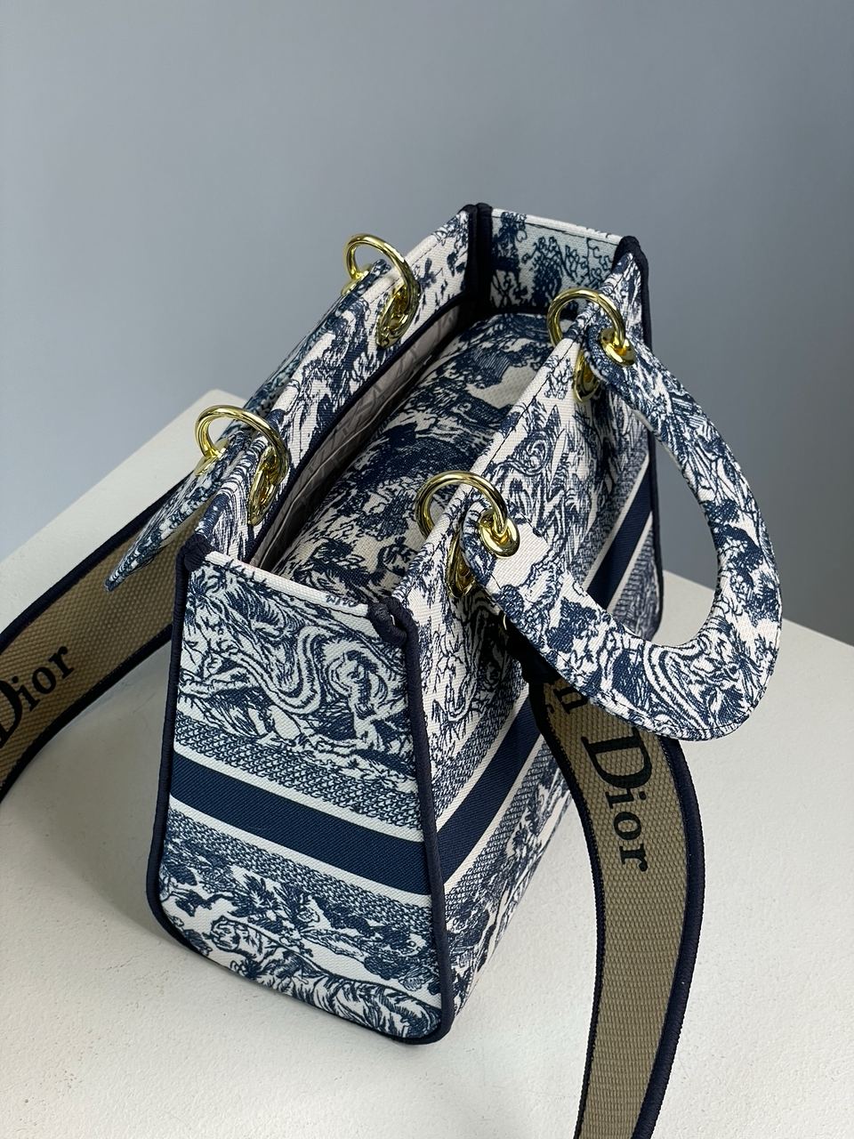 Christian Dior Medium Lady D-Lite Bag Blue/White - 17