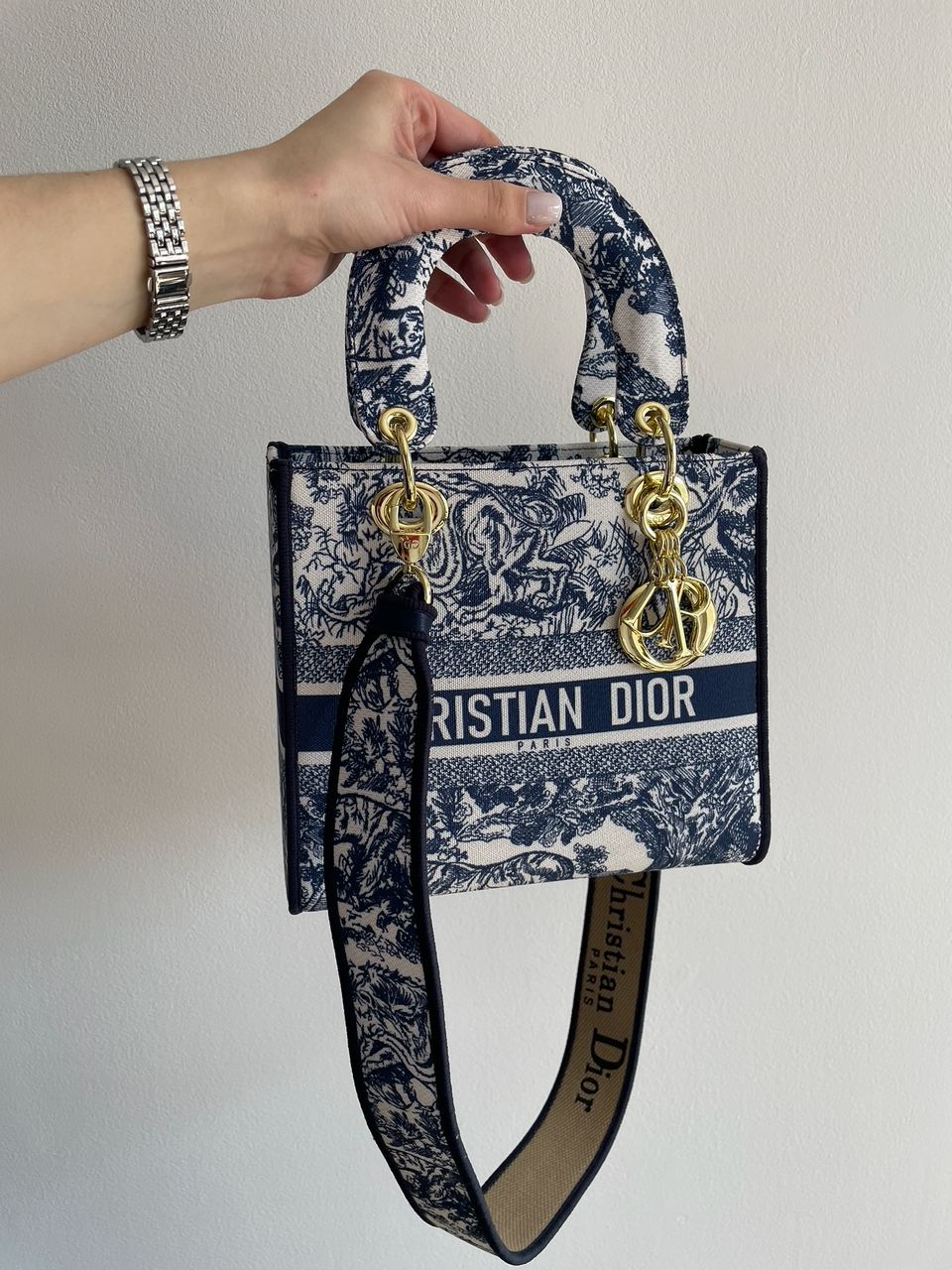 Christian Dior Medium Lady D-Lite Bag Blue/White - 9