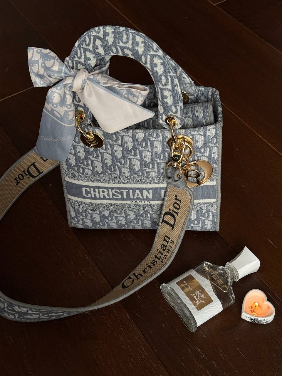 Christian Dior Mini Lady Dior Oblique Canvas Bag in Blue/Gray - 10