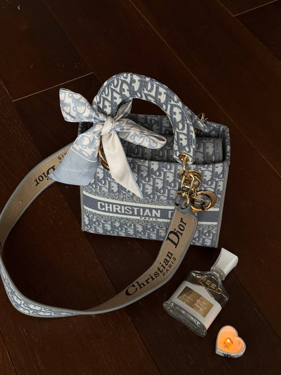 Christian Dior Mini Lady Dior Oblique Canvas Bag in Blue/Gray - 11