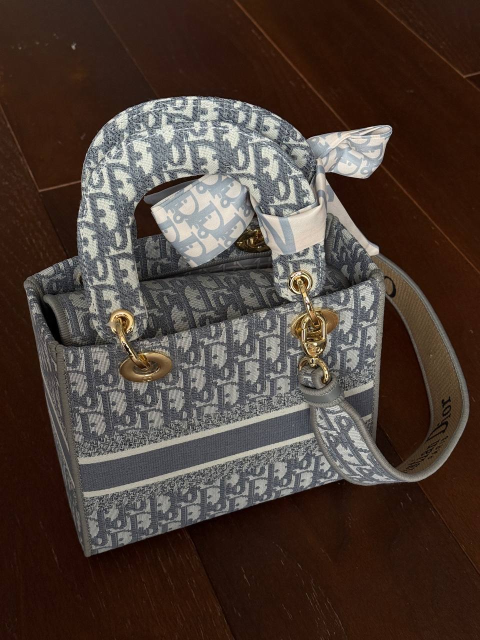 Christian Dior Mini Lady Dior Oblique Canvas Bag in Blue/Gray - 13