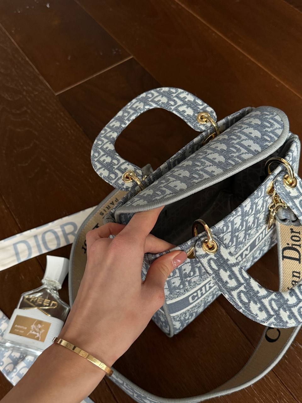 Christian Dior Mini Lady Dior Oblique Canvas Bag in Blue/Gray - 15