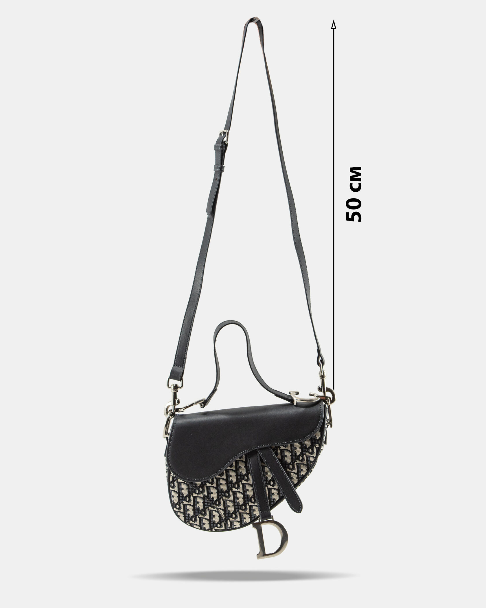 Christian Dior Saddle bag in black Dior Oblique jacquard and calfskin - 4