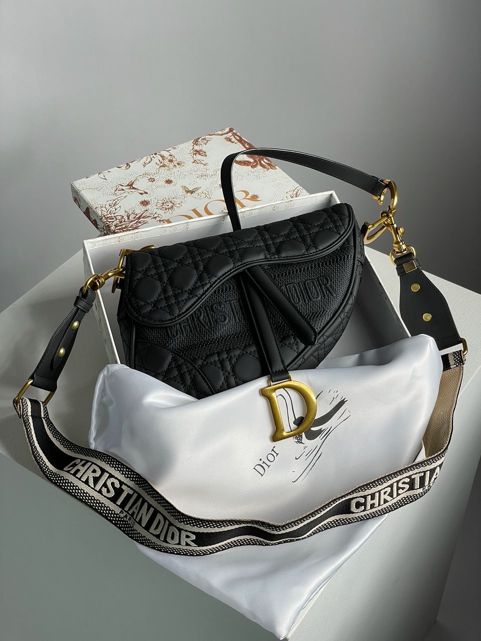 Christian Dior Saddle Bag in Ultra Matte Black - 2