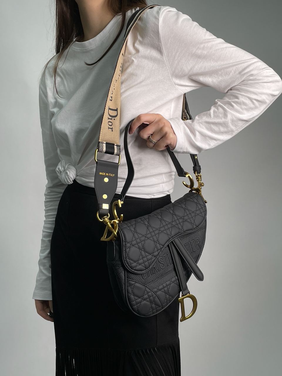 Christian Dior Saddle Bag in Ultra Matte Black - 7