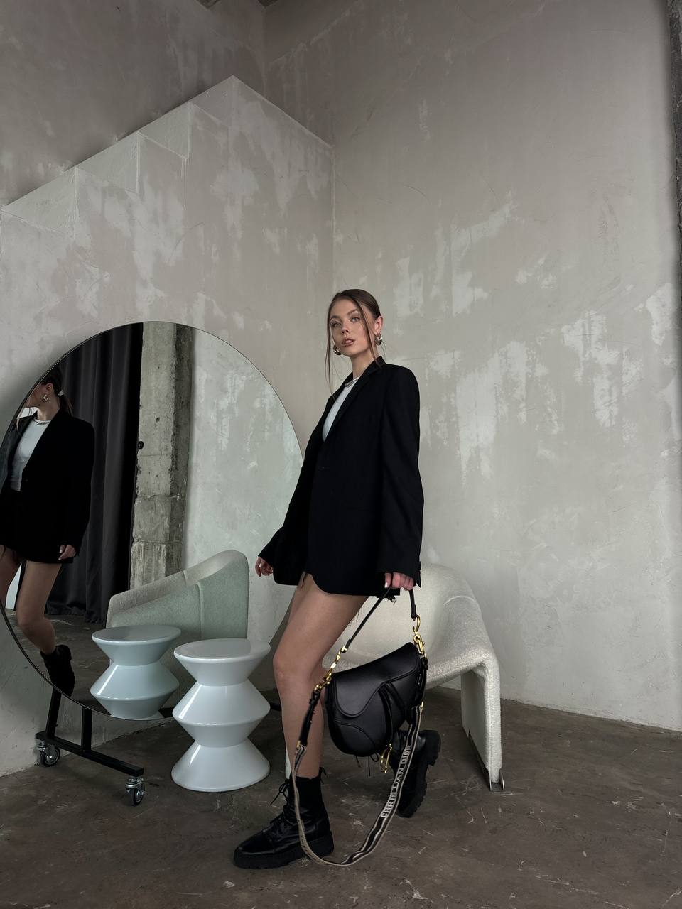 Christian Dior Saddle Bag With Strap Black - 3