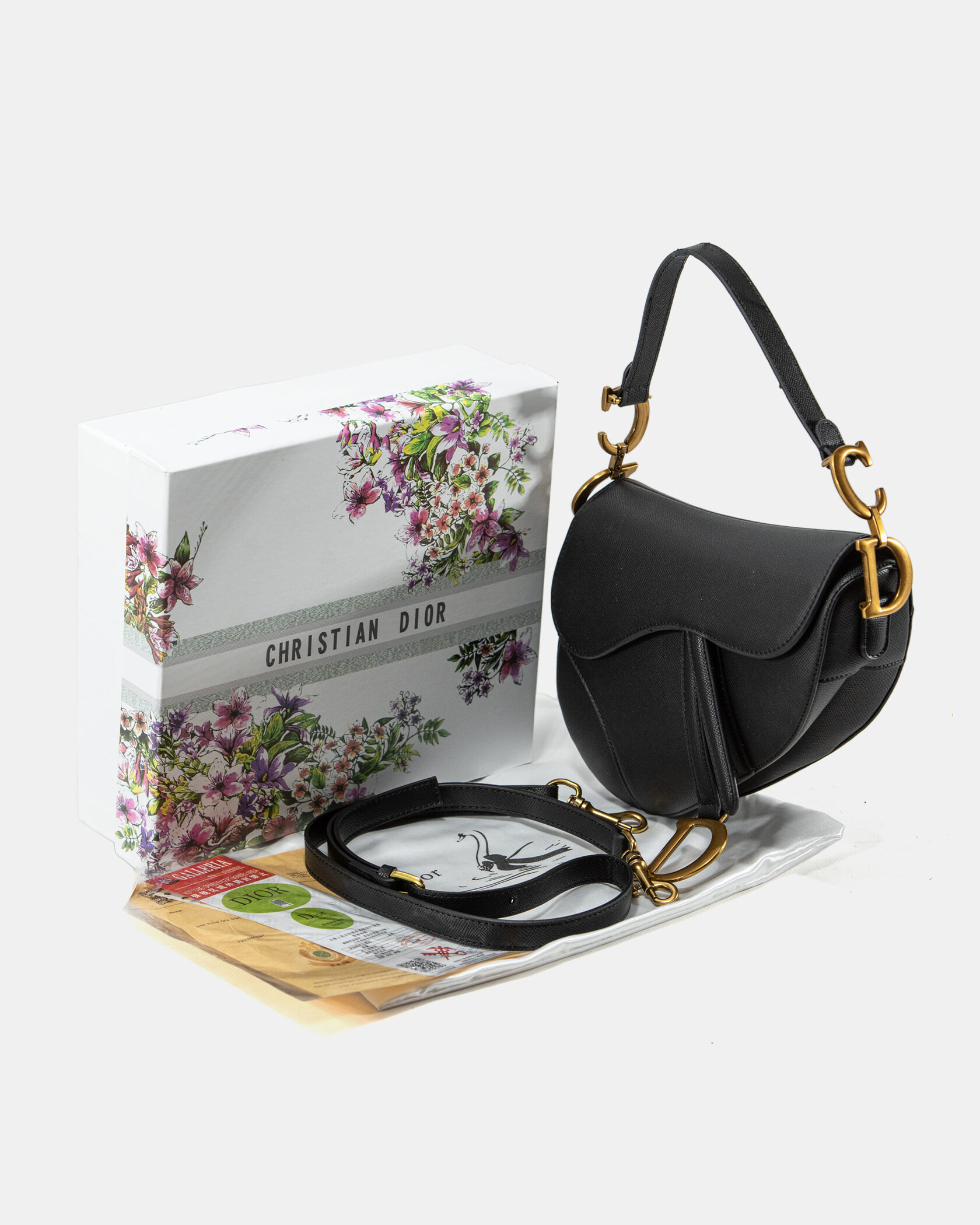 Christian Dior Saddle Bag With Strap Black - 2