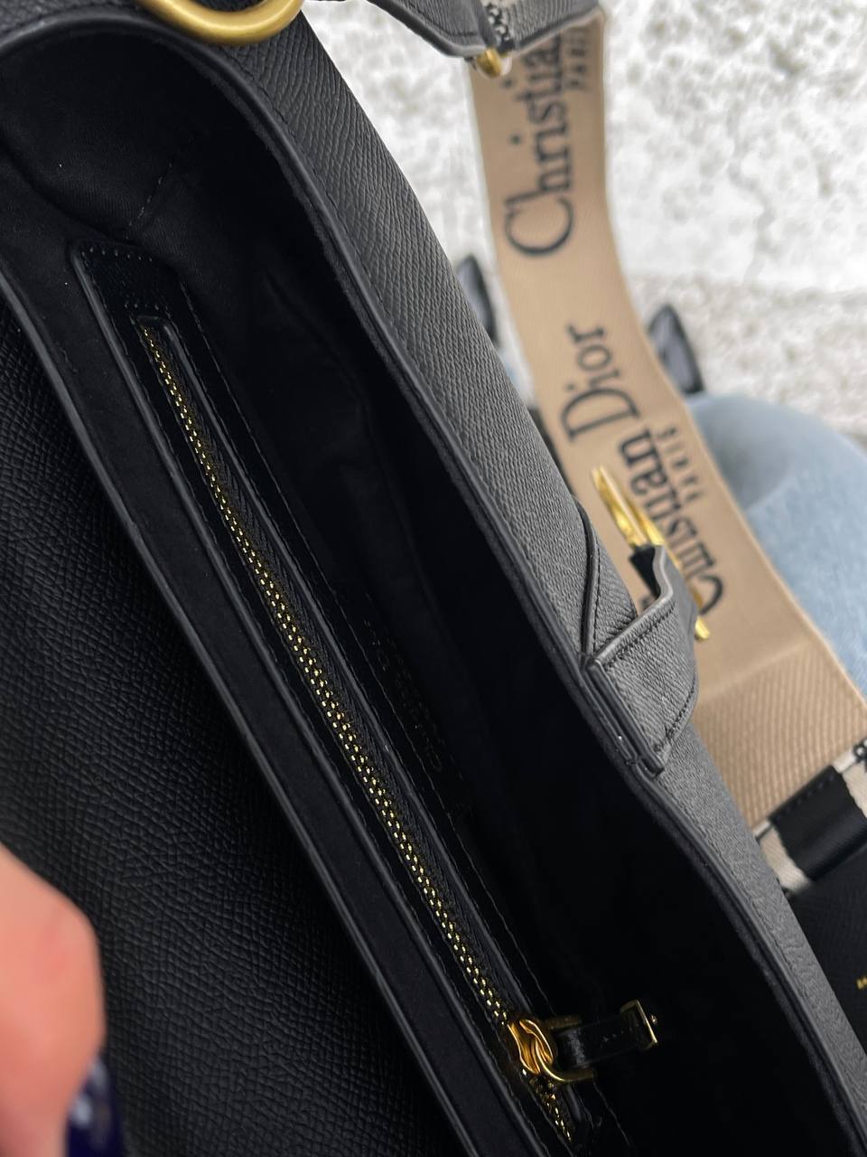 Christian Dior Saddle Bag With Strap Black Goatskin - 5