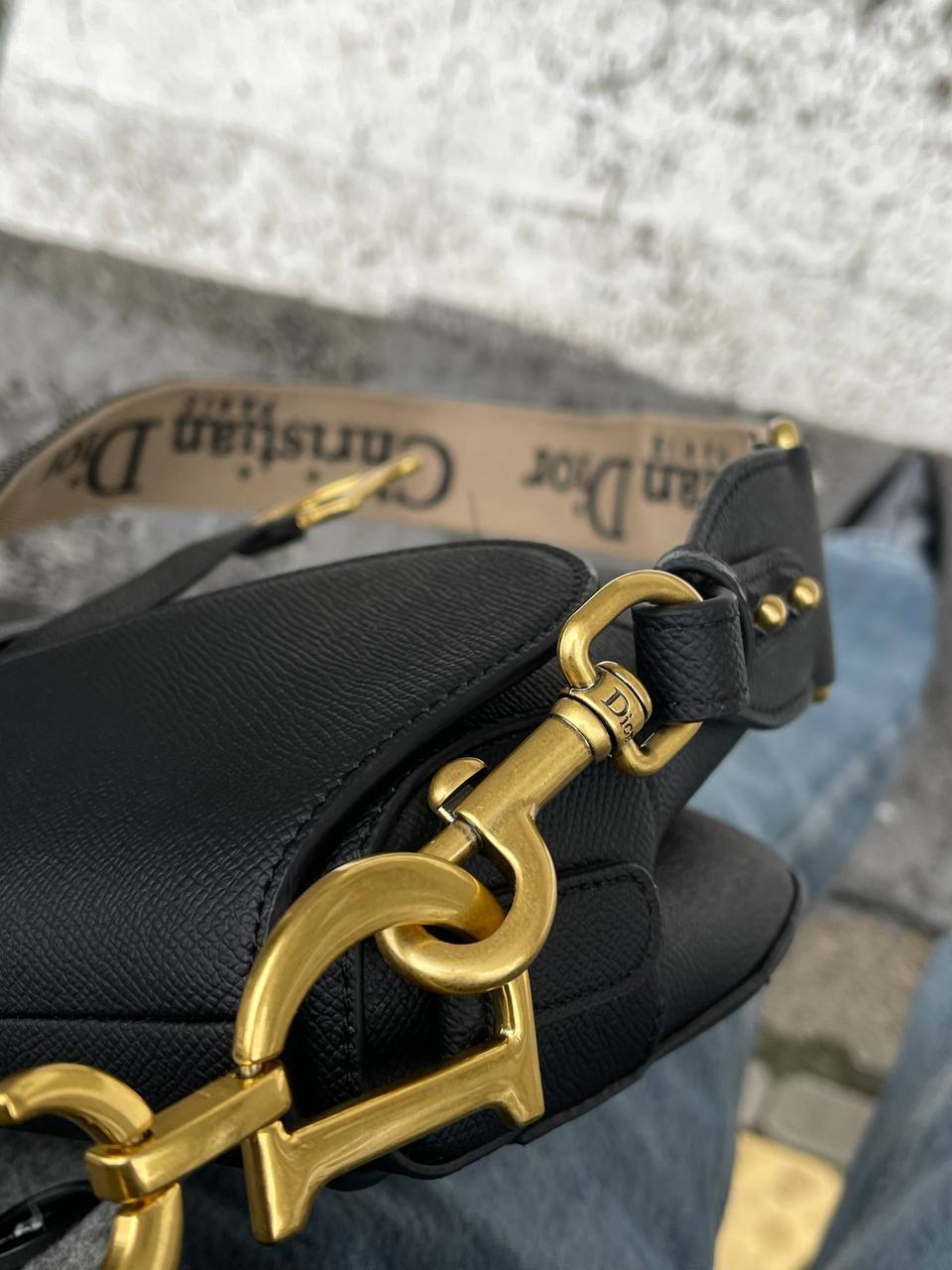 Christian Dior Saddle Bag With Strap Black Goatskin - 7