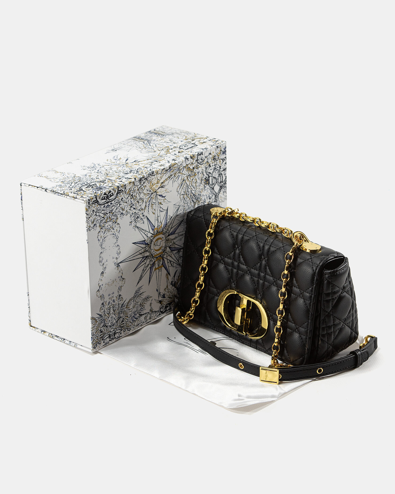 Christian Dior Small Dior Caro Bag Black Supple Cannage Calfski - 2