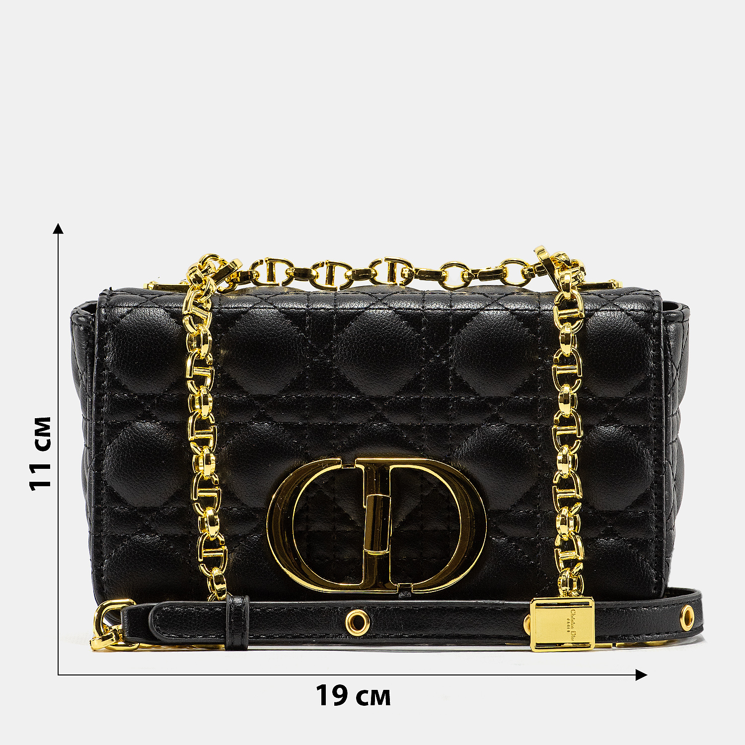 Christian Dior Small Dior Caro Bag Black Supple Cannage Calfski - 3