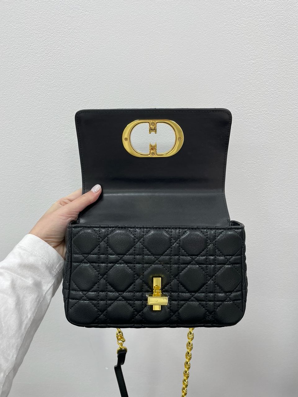 Christian Dior Small Dior Caro Bag Black Supple Cannage Calfskin - 14