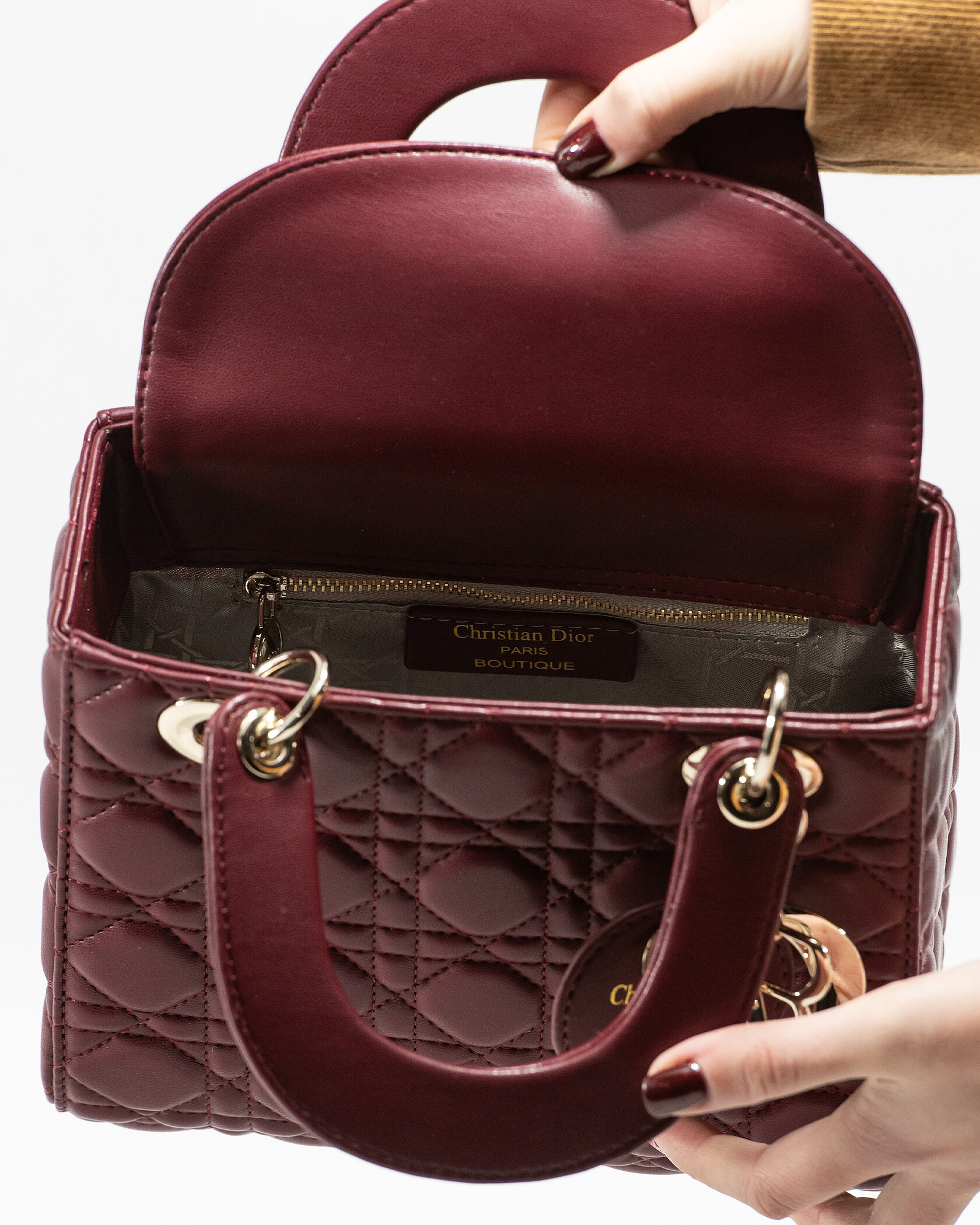 Christian Dior Small Lady Dior My ABCDIOR Bag Burgundy - 14