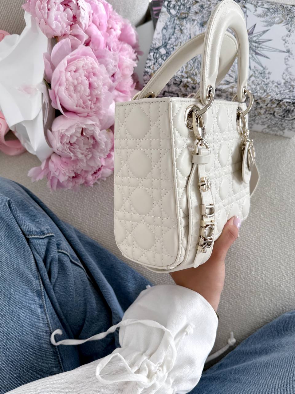 Christian Dior Small Lady Dior My ABCDIOR Bag Milk - 15