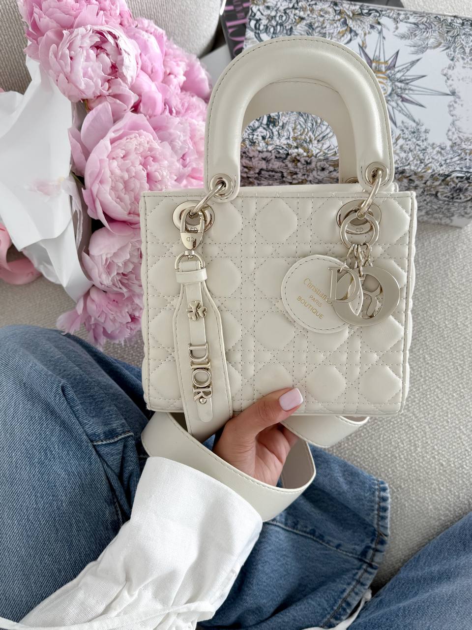 Christian Dior Small Lady Dior My ABCDIOR Bag Milk - 6