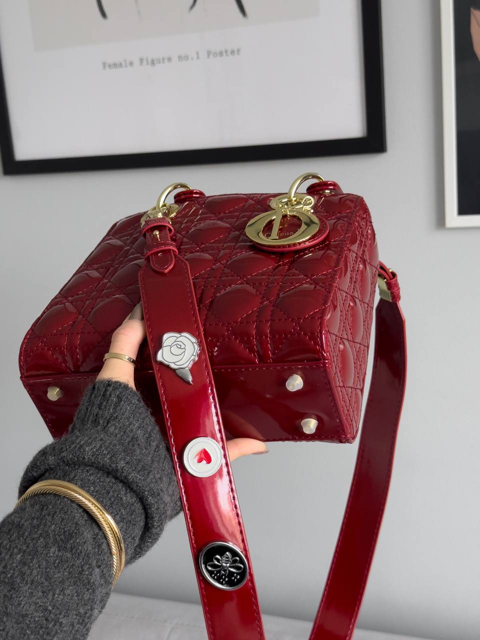 Christian Dior Small Lady My ABCDior Bag Red Patent Cannage Calfskin - 10