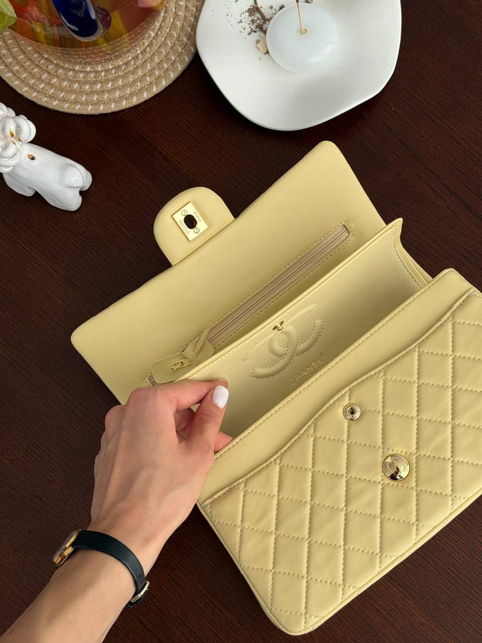 Classic Medium Double Flap Bag Yellow - 7