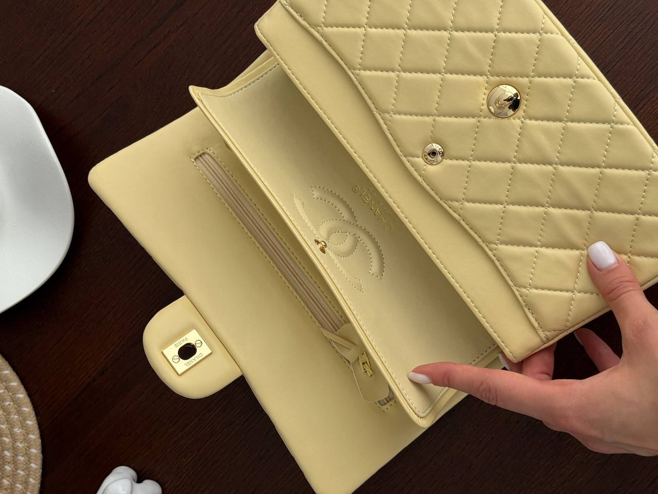 Classic Medium Double Flap Bag Yellow - 8