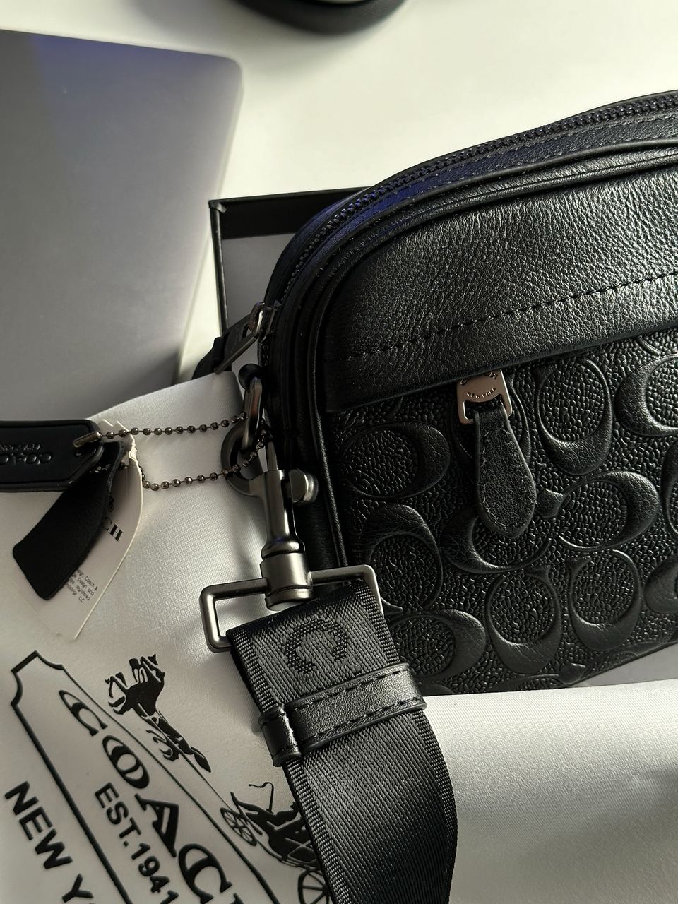 Coach Academy Crossbody Signature Leather Black - 7