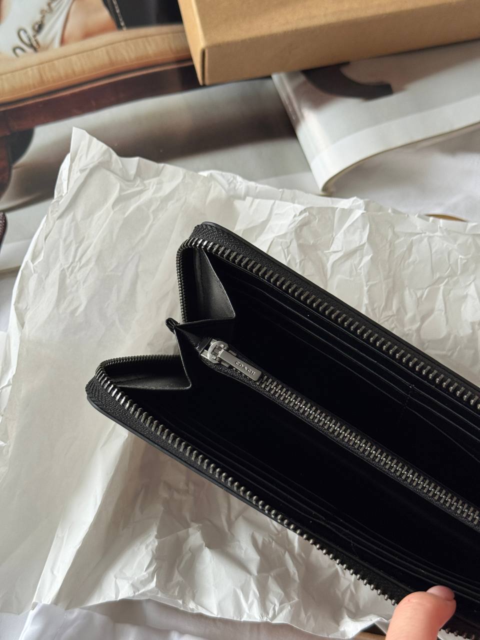 Coach Accordion Wallet In Signature Beige - 11