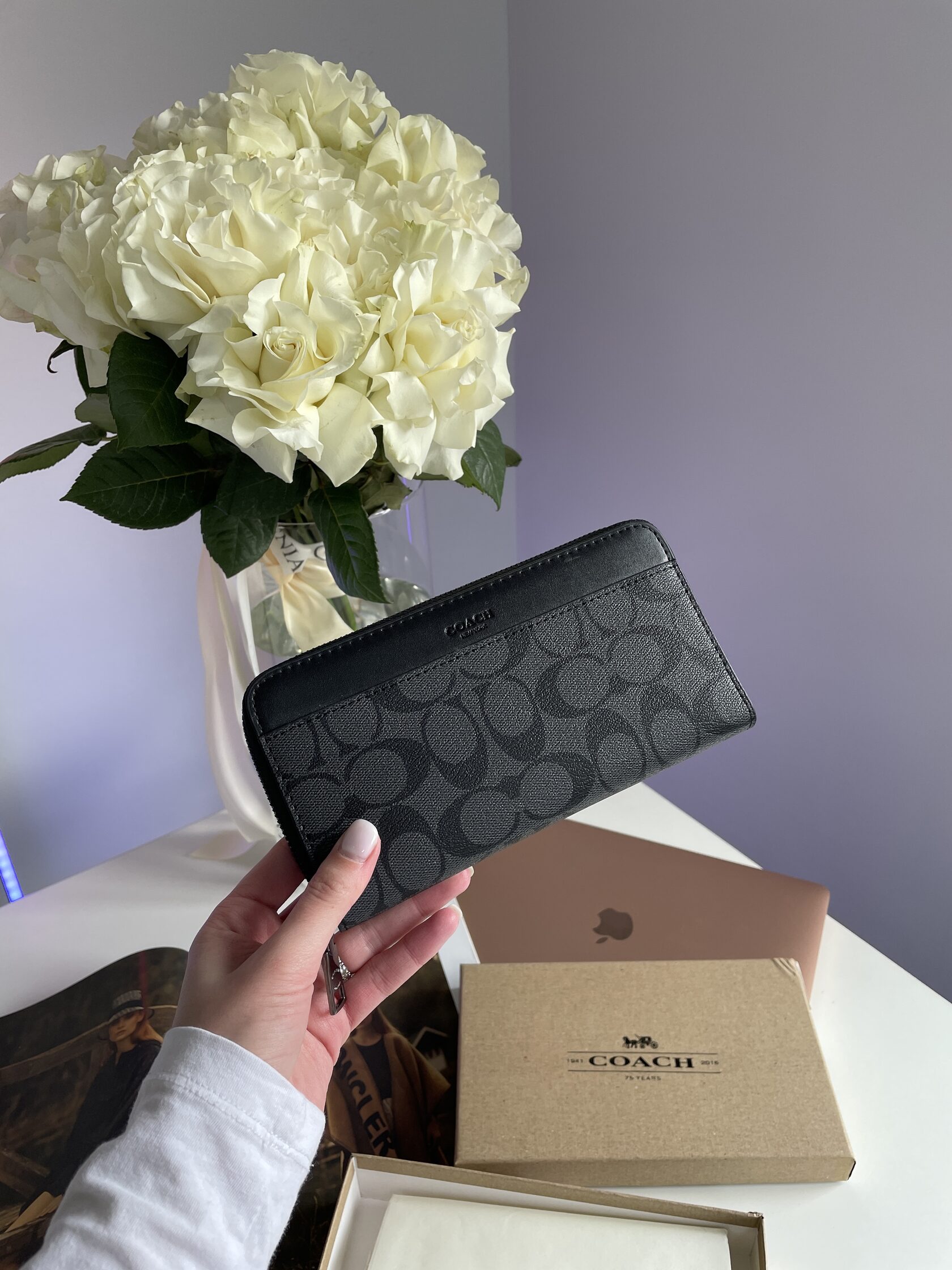 Coach Accordion Wallet In Signature Canvas Grey - 3